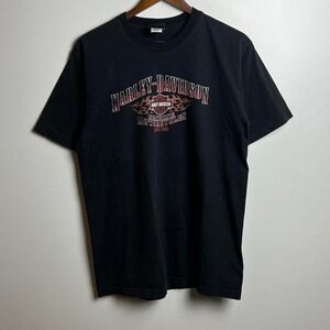 Harley Davidson Motorcycles Graphic Tee Black Flame Graphic Large Biker
